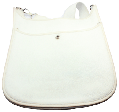 Authentic! Hermes Evelyne Parchment White Clemence Leather PM Handbag Purse | Fortrove