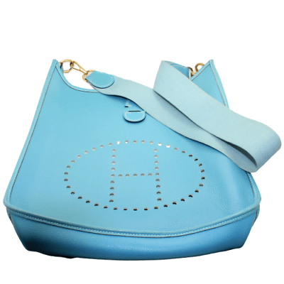 Authentic! Hermes Evelyne Blue Jean Clemence Leather GM Handbag Purse | Fortrove