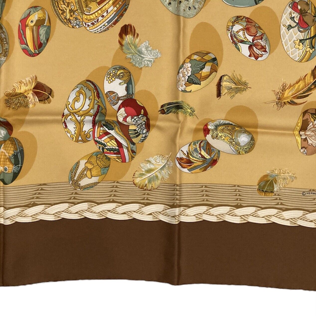 Authentic RARE! Hermes Eggs Latham Des œufs Vintage 90cm Silk Scarf | Fortrove