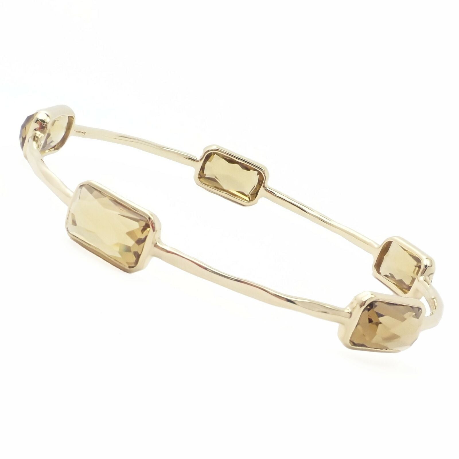 Authentic! Ippolita 18k Yellow Gold Rock Candy 5 Smoky Topaz Bangle Bracelet | Fortrove