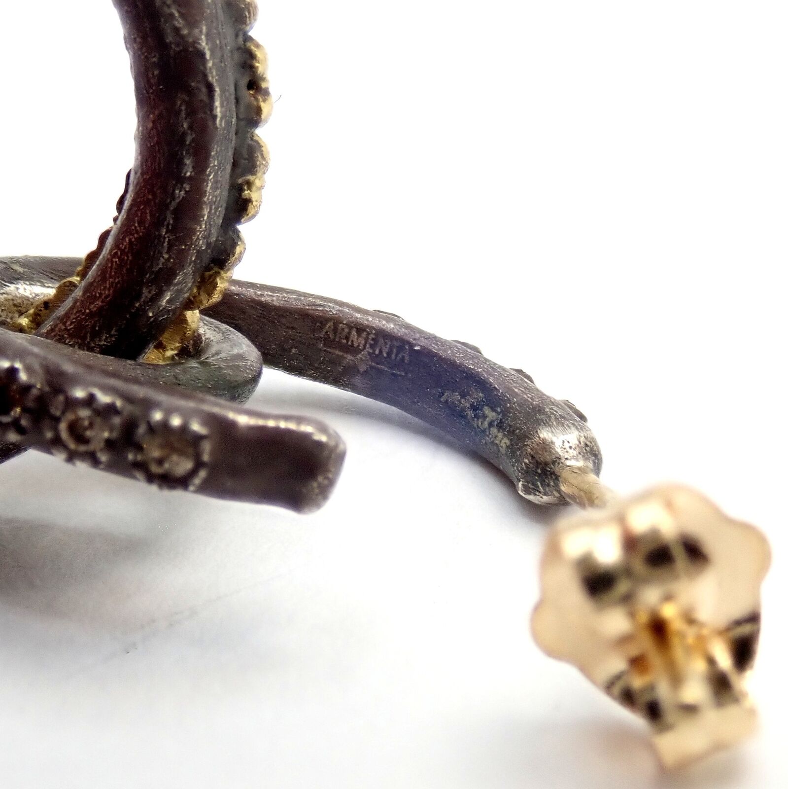 Armenta 18k Yellow Gold & Blackened Sterling Silver Diamond Statement Earrings | Fortrove