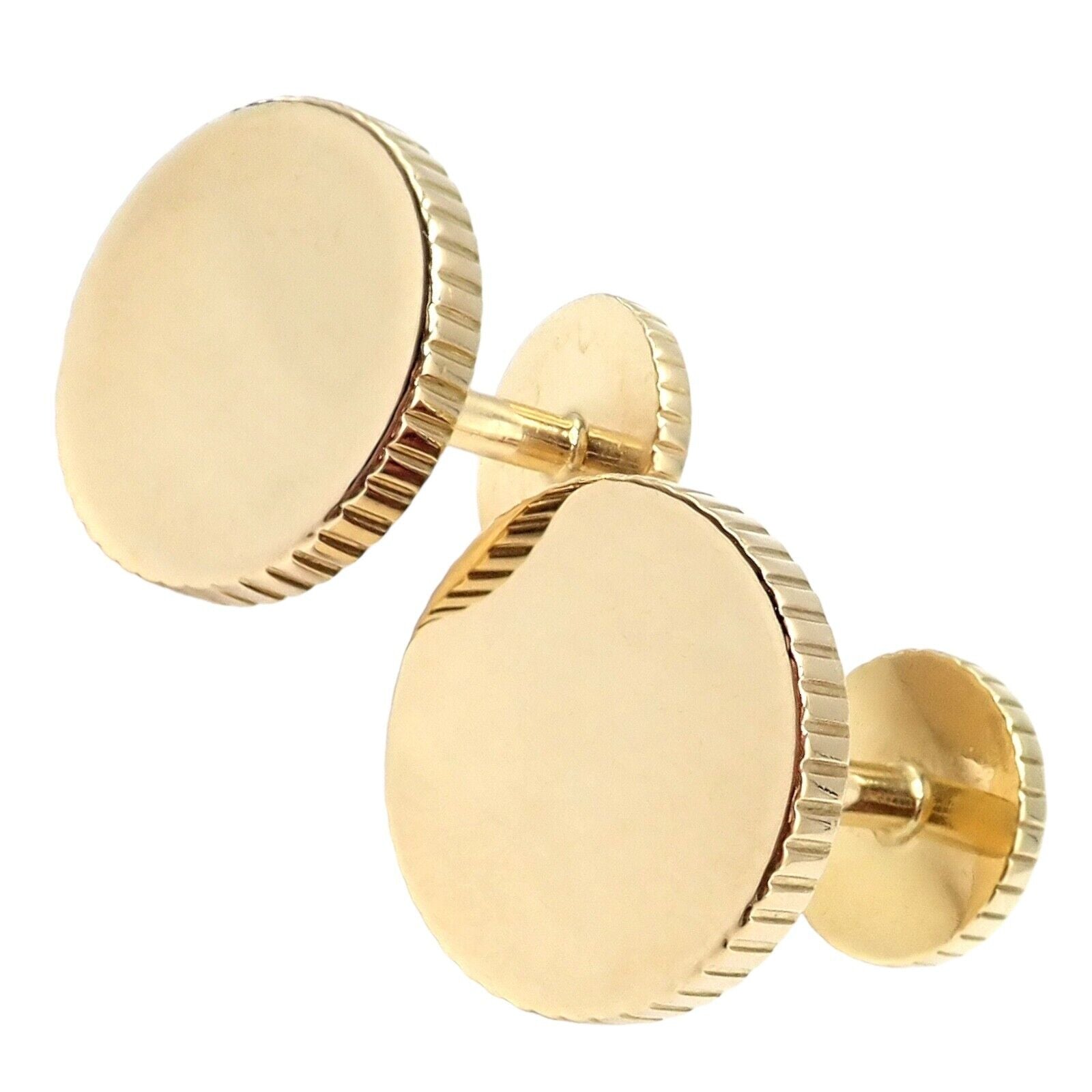 Rare! Vintage Tiffany & Co. 18k Yellow Gold Coin Edge Circle Cufflinks 2003 | Fortrove