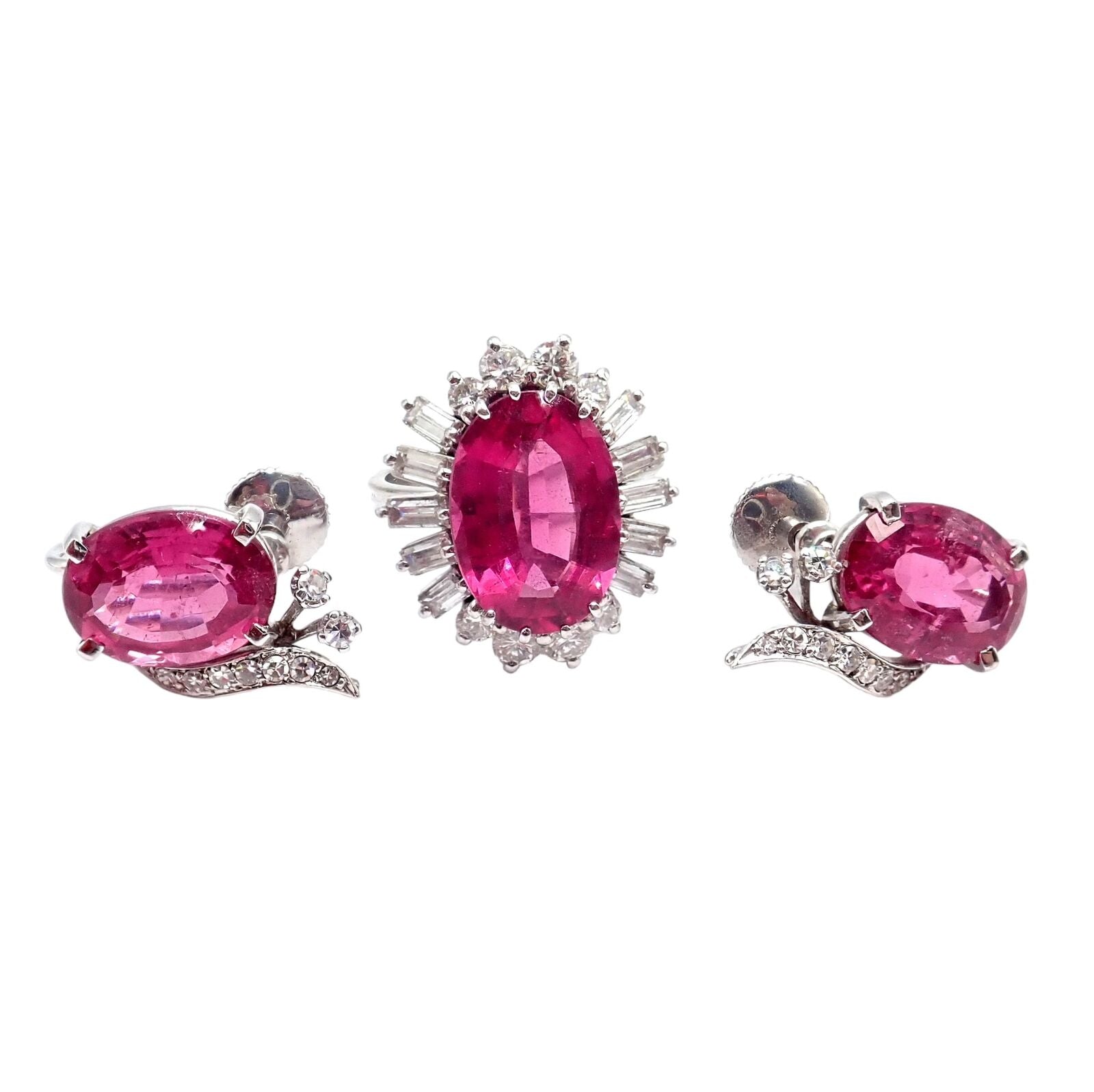 H. Stern Jewelry & Watches:Fine Jewelry:Jewelry Sets Authentic! H. Stern 18k White Gold Diamond Pink Tourmaline Ring + Earrings Set