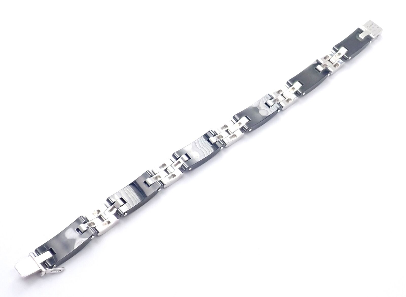Authentic! Cartier Maillon Panthere 18K White Gold Diamond Ceramic Link Bracelet | Fortrove