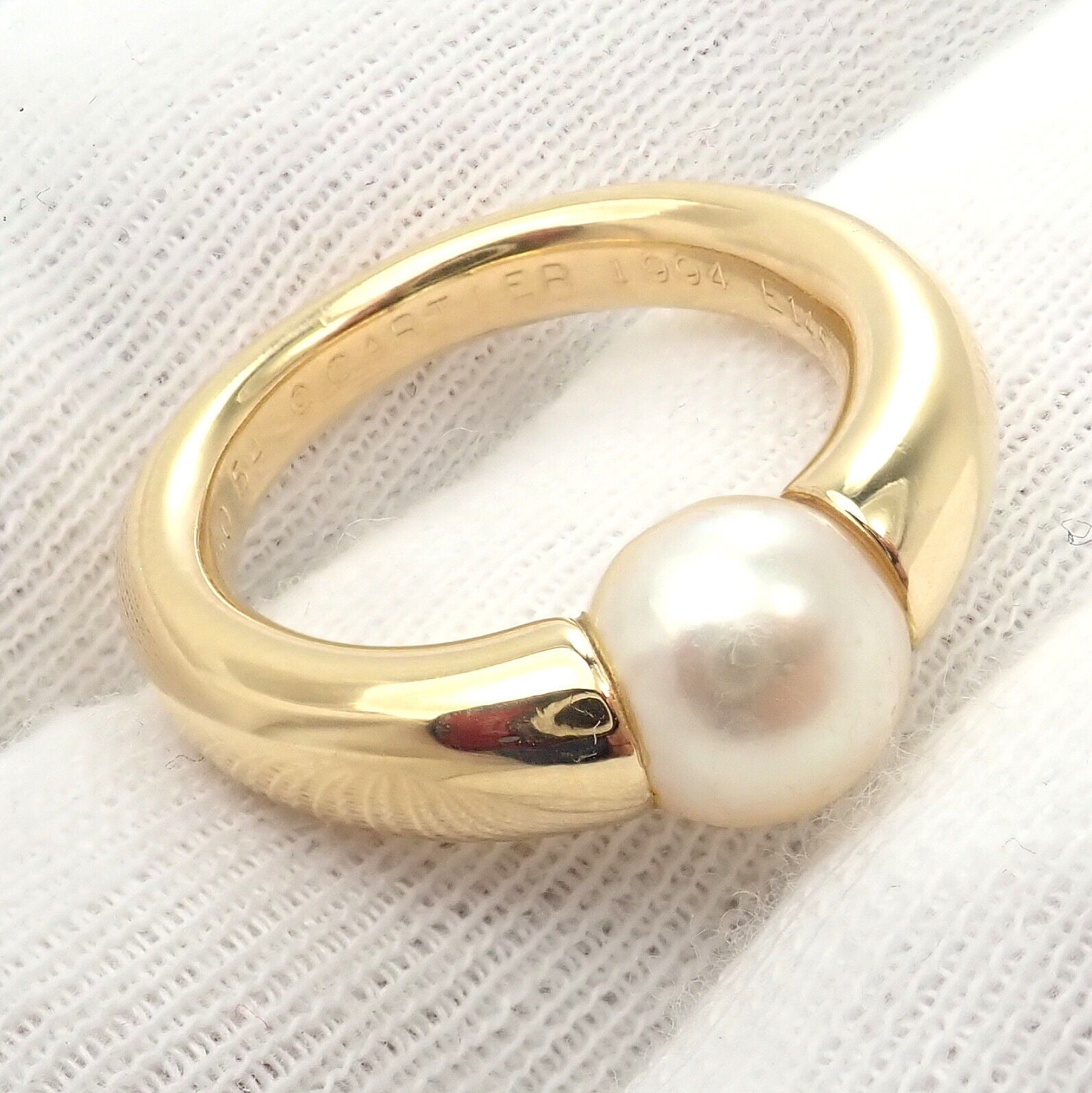 Cartier Jewelry & Watches:Fine Jewelry:Rings Authentic! Cartier 18k Yellow Gold Akoya Pearl Ring 1994 sz 6.75