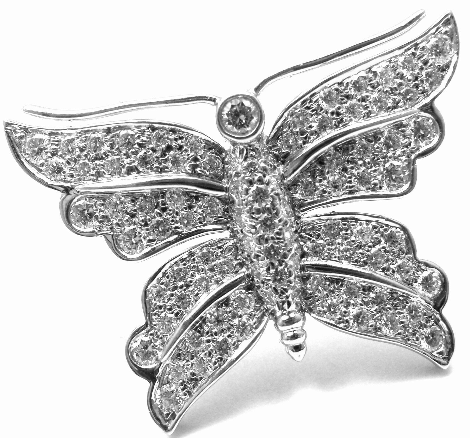 Rare! Authentic TIFFANY & CO Butterfly Platinum Diamond Pin Brooch | Fortrove