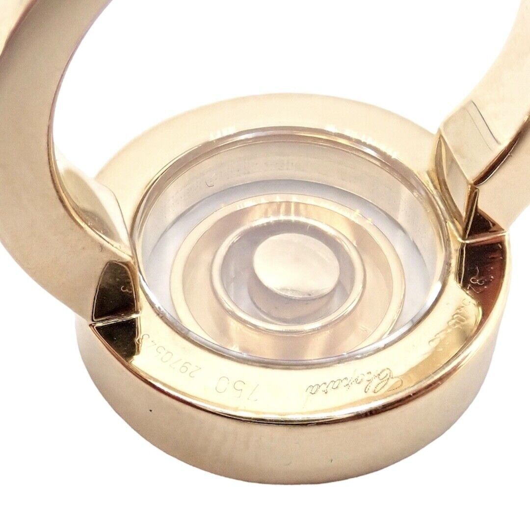 Authentic! Chopard 18k Yellow Gold Diamond Double Circle Happy Spirit Ring | Fortrove