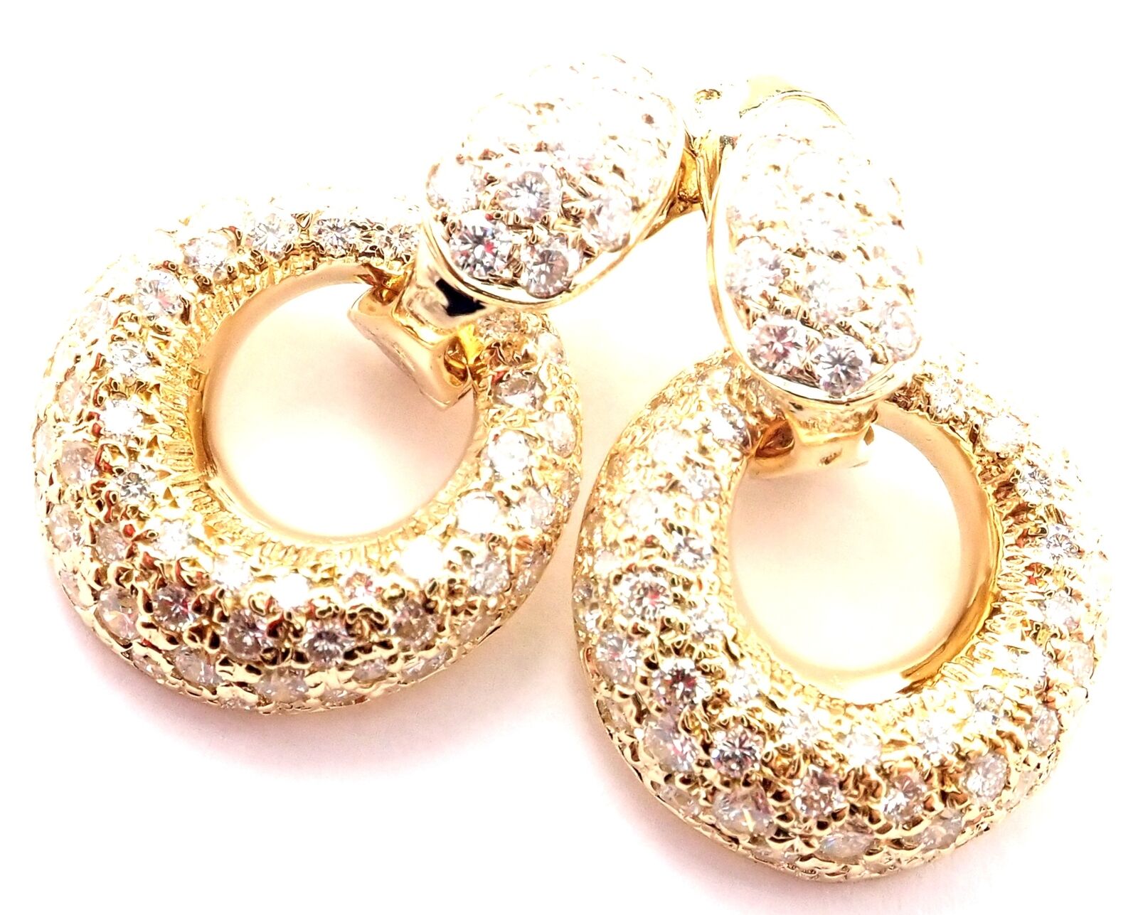 Rare! Van Cleef & Arpels 18k Yellow Gold Diamond MOP Door Knocker Earrings | Fortrove
