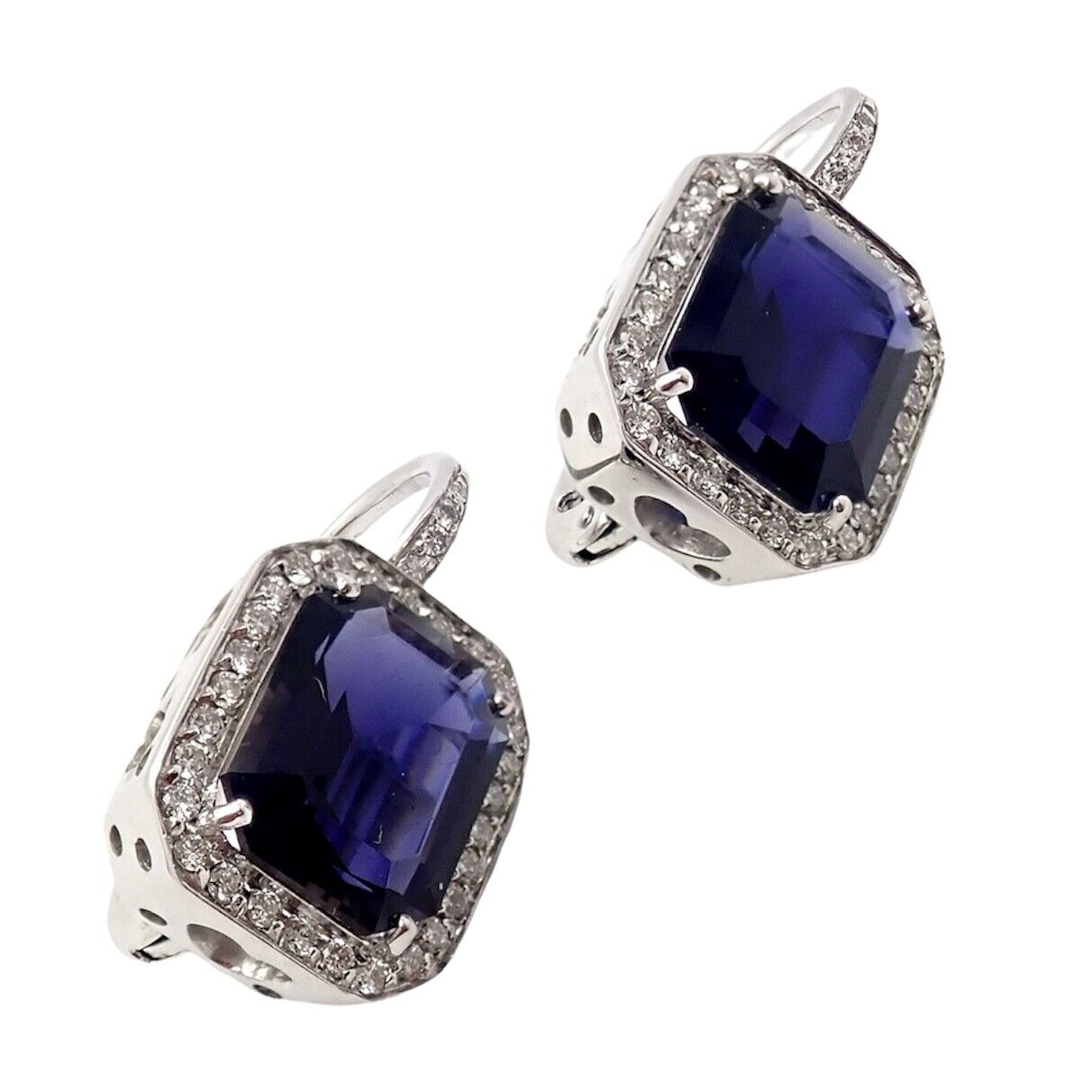 Authentic! Pasquale Bruni 18k White Gold Iolite Diamond Earrings | Fortrove