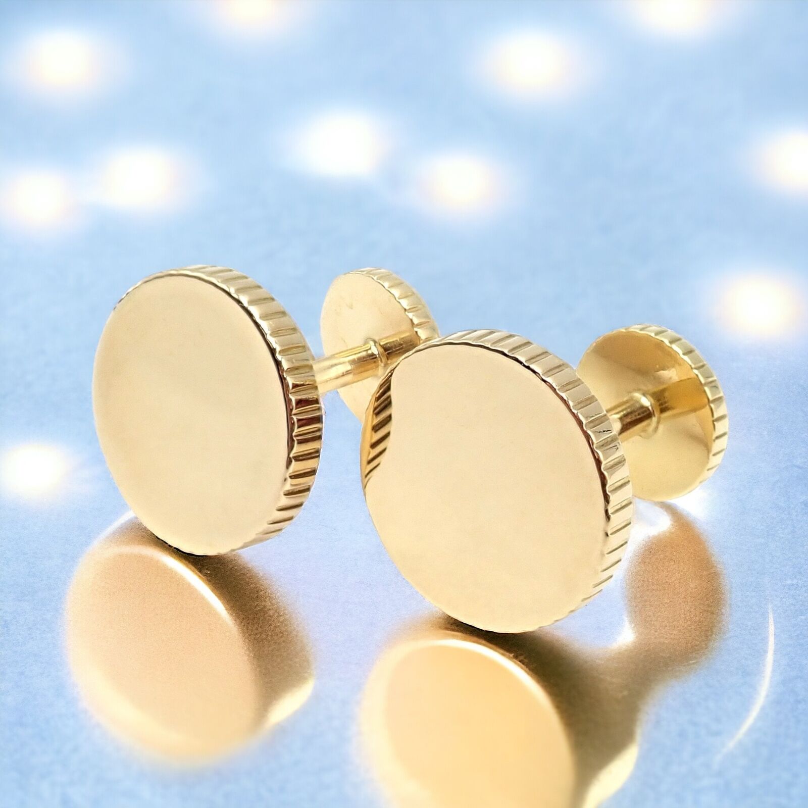 Rare! Vintage Tiffany & Co. 18k Yellow Gold Coin Edge Circle Cufflinks 2003 | Fortrove
