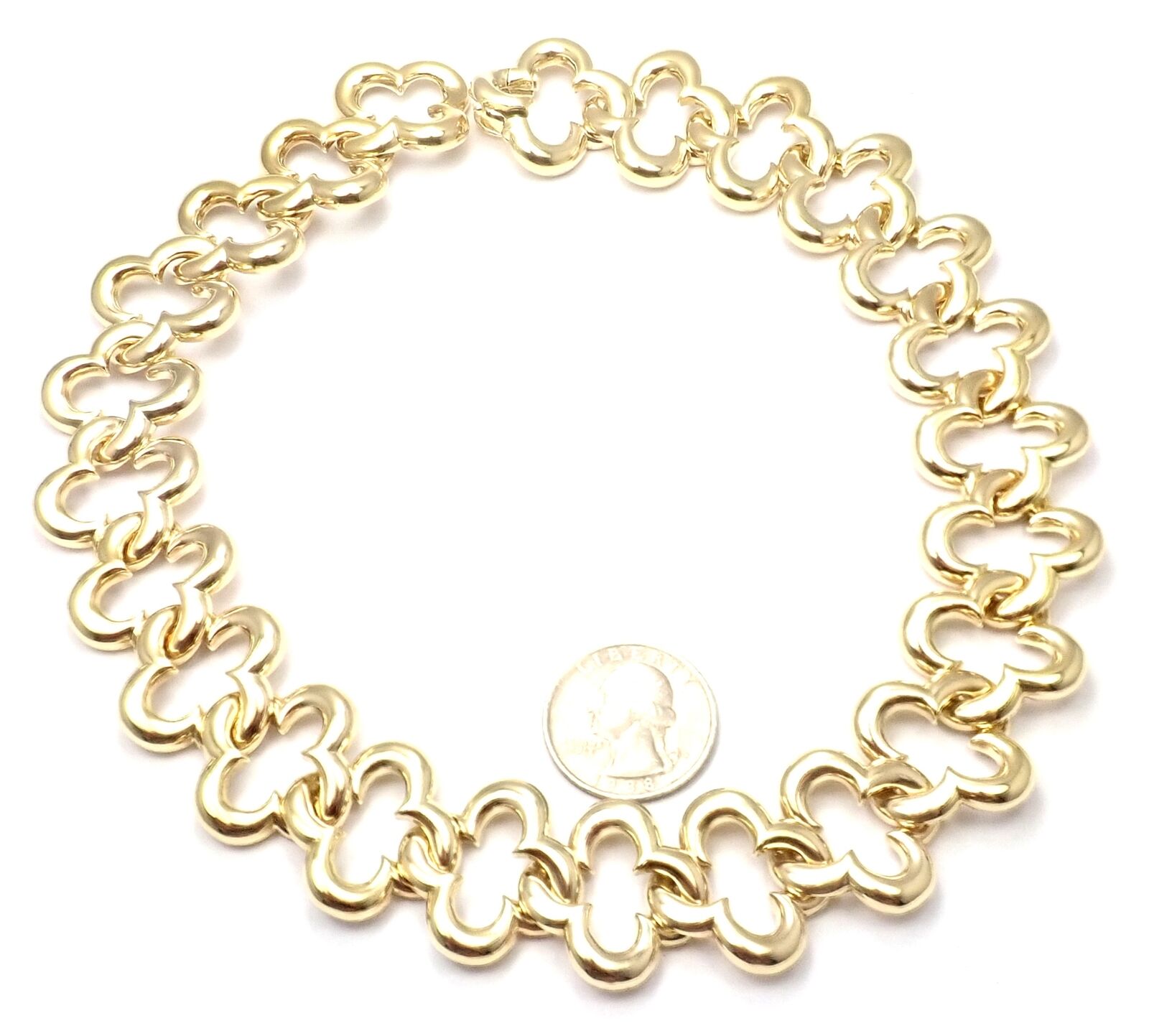Authentic Van Cleef & Arpels 18k Yellow Gold Large Alhambra Choker Necklace 1998 | Fortrove