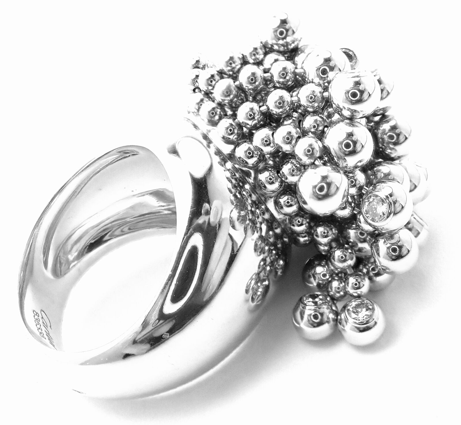 Authentic! Cartier Perruque Paris Nouvelle Vague 18k Gold Diamond Ring Paper | Fortrove