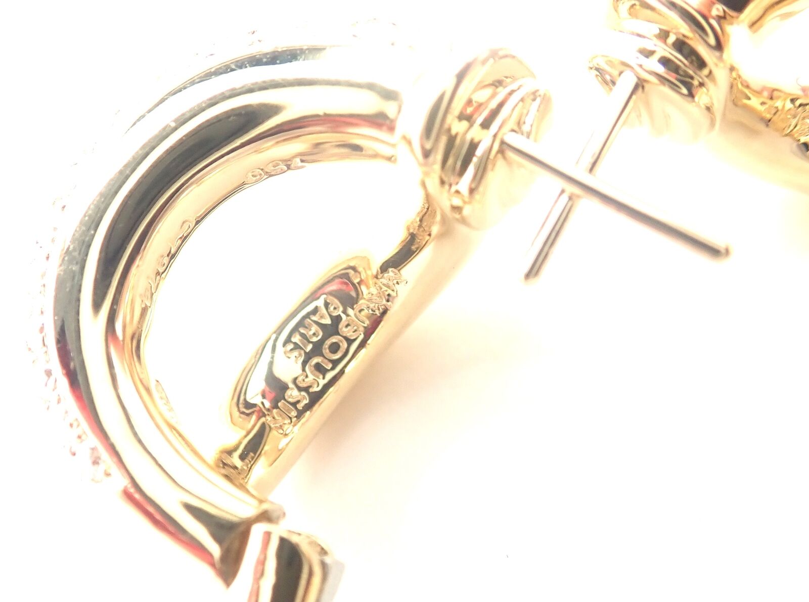 Authentic! Mauboussin Paris 18k Yellow Gold Diamond Double Hoop Earrings | Fortrove