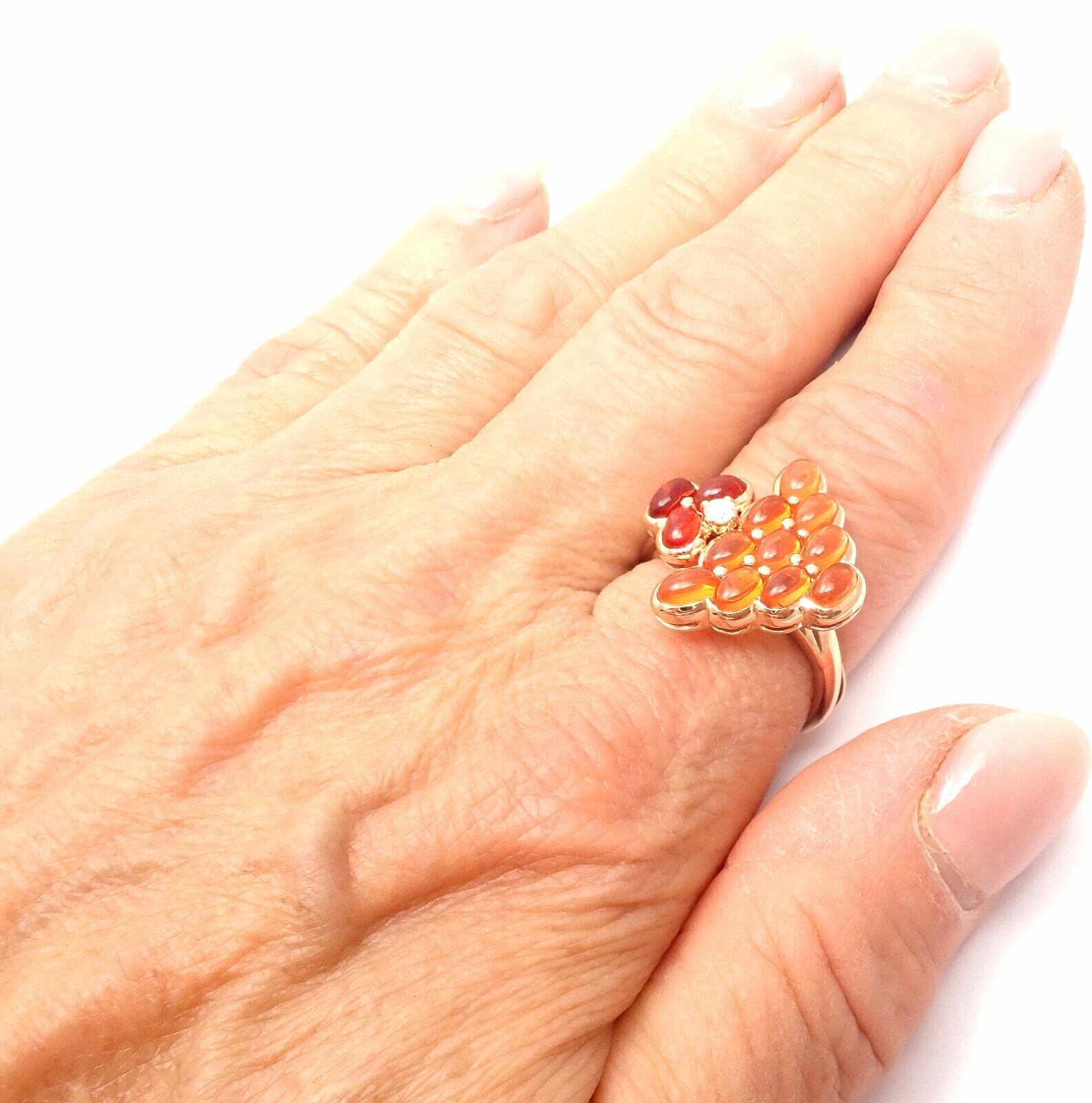 Authentic! Mauboussin Paris 18k Rose Gold Diamond Tourmaline Citrine Ring | Fortrove