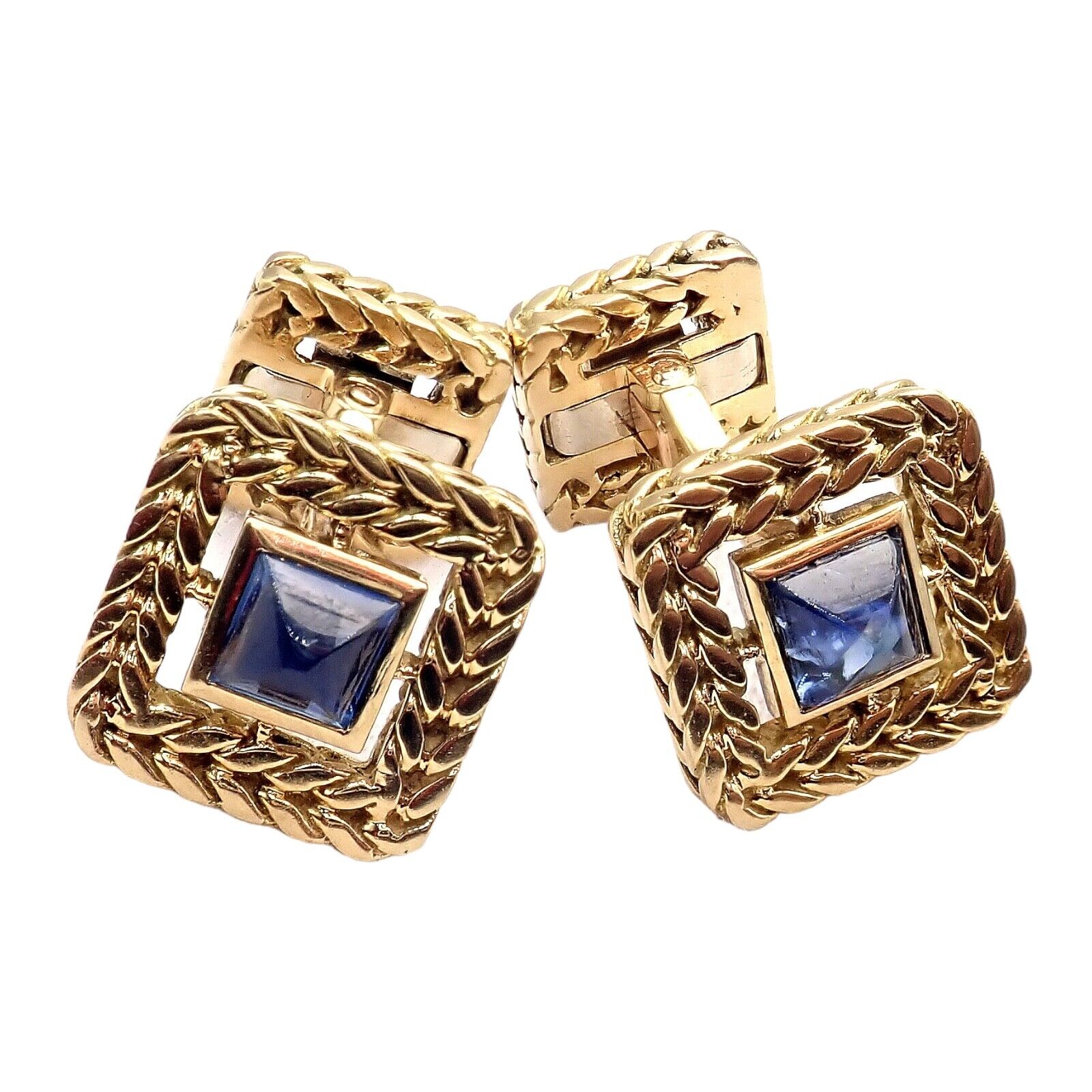 Van Cleef & Arpels Jewelry & Watches:Men's Jewelry:Cufflinks Van Cleef & Arpels 18k Yellow Gold Vintage George L'Enfant Sapphire Cufflinks