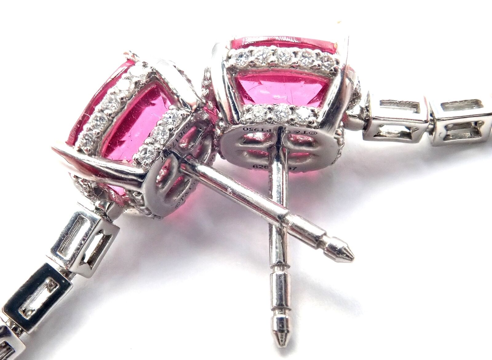 Tiffany & Co. Jewelry & Watches:Fine Jewelry:Earrings Rare! Authentic Tiffany & Co Platinum Diamond Rubellite Drop Earrings
