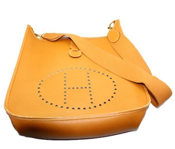 Authentic! Hermes Evelyne Natural Tan Clemence Leather GM Handbag Purse | Fortrove