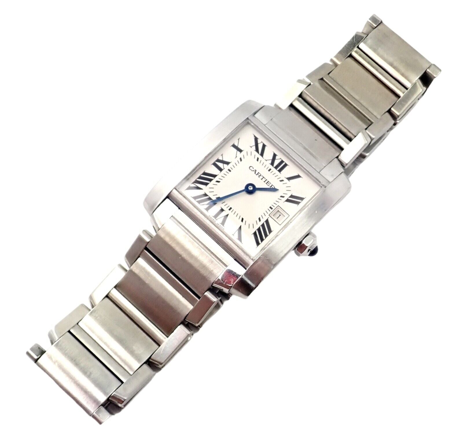 Authentic! Cartier Stainless Steel Ladies Tank Francaise Quartz Watch 2465