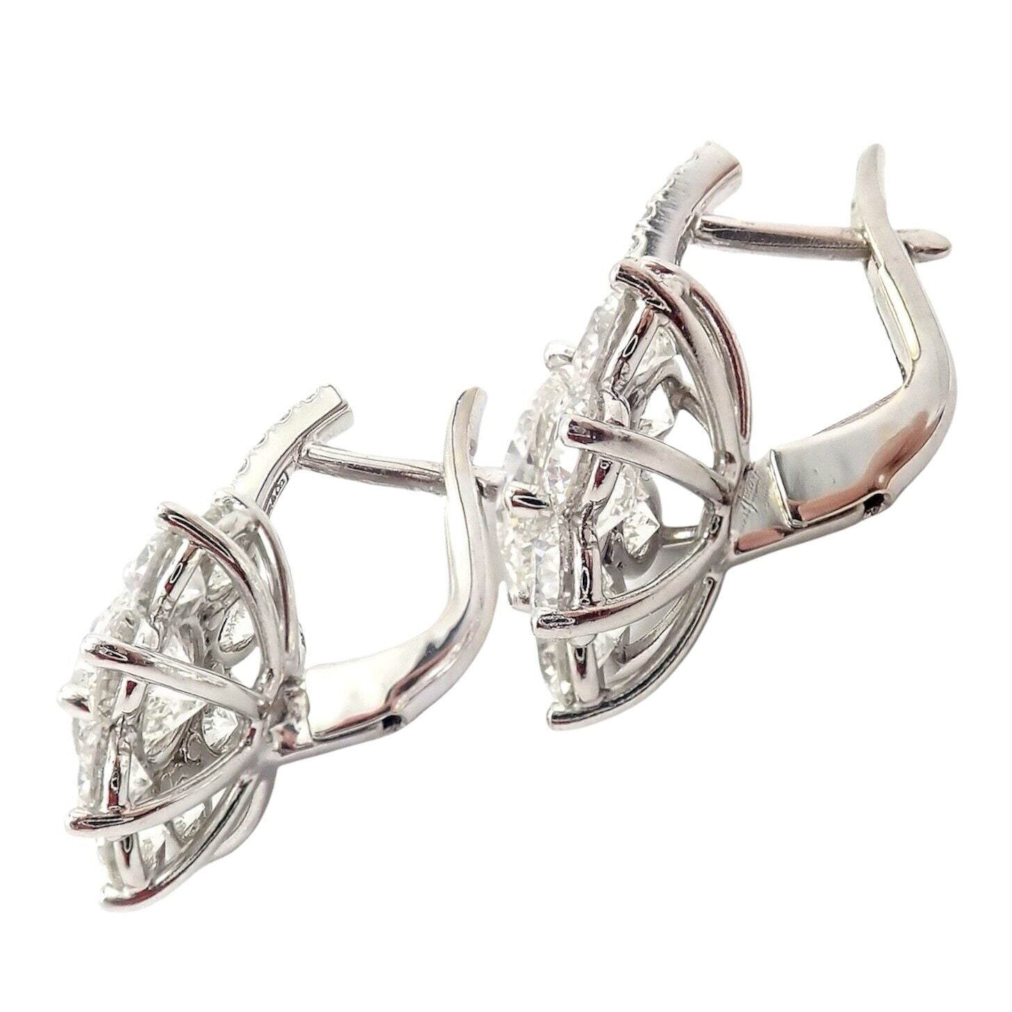 Authentic! T Foster & Co Platinum Flower 4.84ctw Diamond Stud Halo Earrings GIA | Fortrove