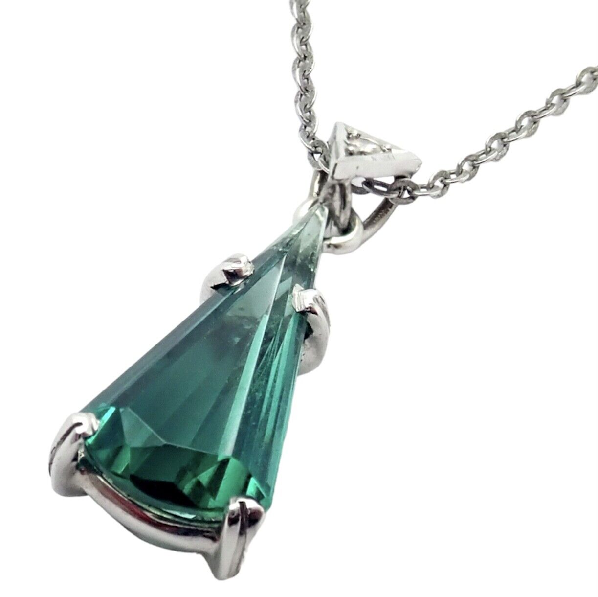 Rare! Authentic H. Stern 18k White Gold Diamond Blue Green Tourmaline Necklace | Fortrove