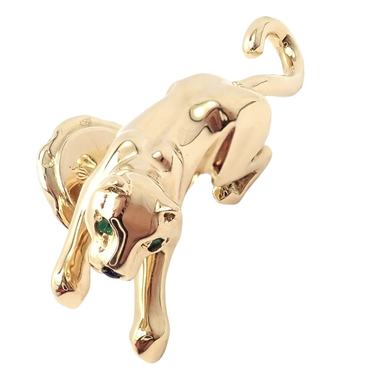 Authentic! Cartier Panther Panthere 18k Yellow Gold Tie Lapel Pin | Fortrove