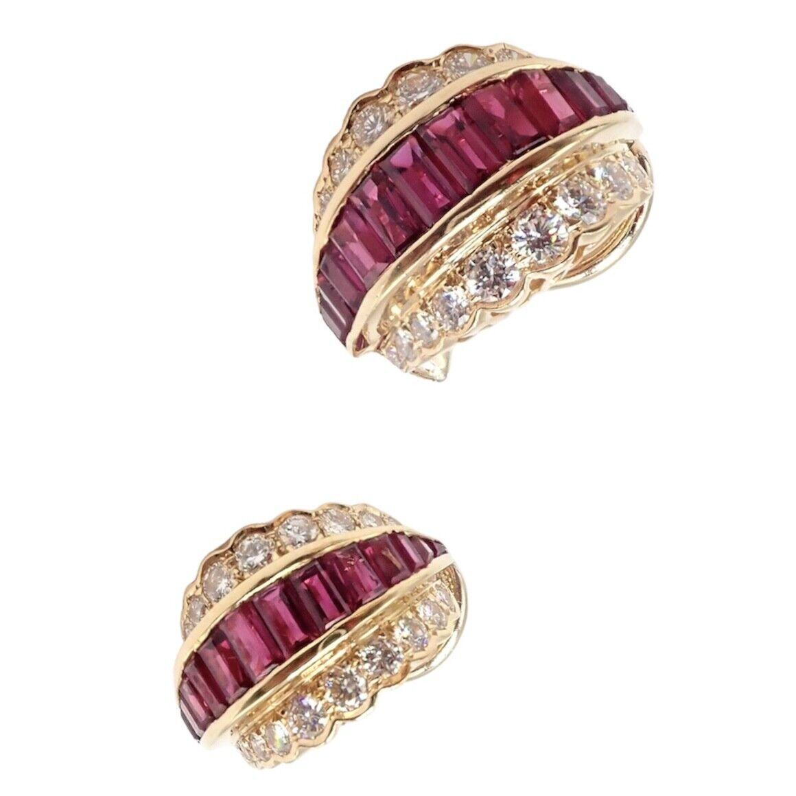 Oscar Heyman Jewelry & Watches:Fine Jewelry:Earrings Rare! Authentic Oscar Heyman 18k Yellow Gold Diamond Ruby Earrings