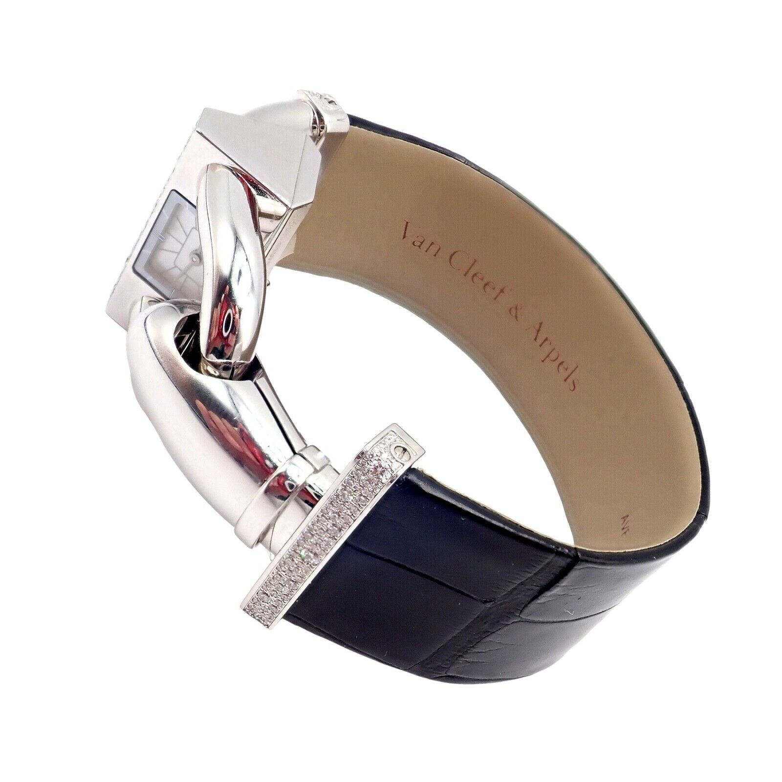 Van Cleef & Arpels Jewelry & Watches:Watches, Parts & Accessories:Watches:Wristwatches Authentic! Van Cleef & Arpels 18K White Gold Diamond Cadenas Alligator Watch