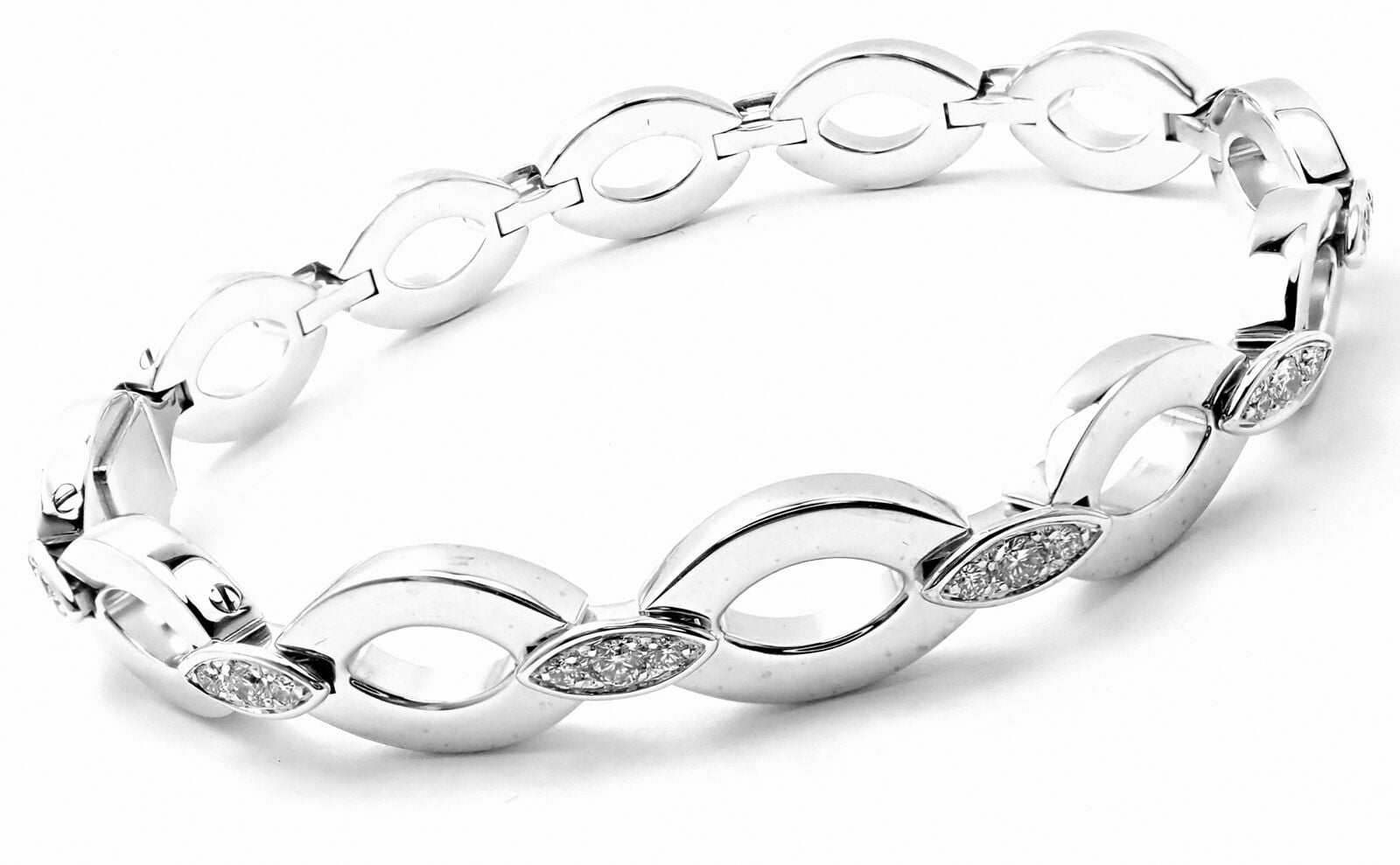 Rare! Authentic Cartier 18K White Gold Diamond Diadea Link Bracelet Certificate | Fortrove