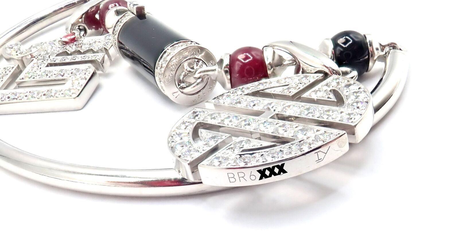 Cartier Le Baiser Du Dragon 18k Gold Diamond Ruby Onyx 2 Charms Bangle Bracelet | Fortrove