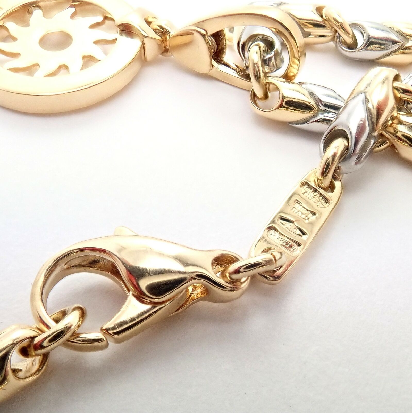 Authentic! Bulgari Tondo Sun 18k Yellow Gold Sun Pendant + 18k/SS Chain Necklace | Fortrove