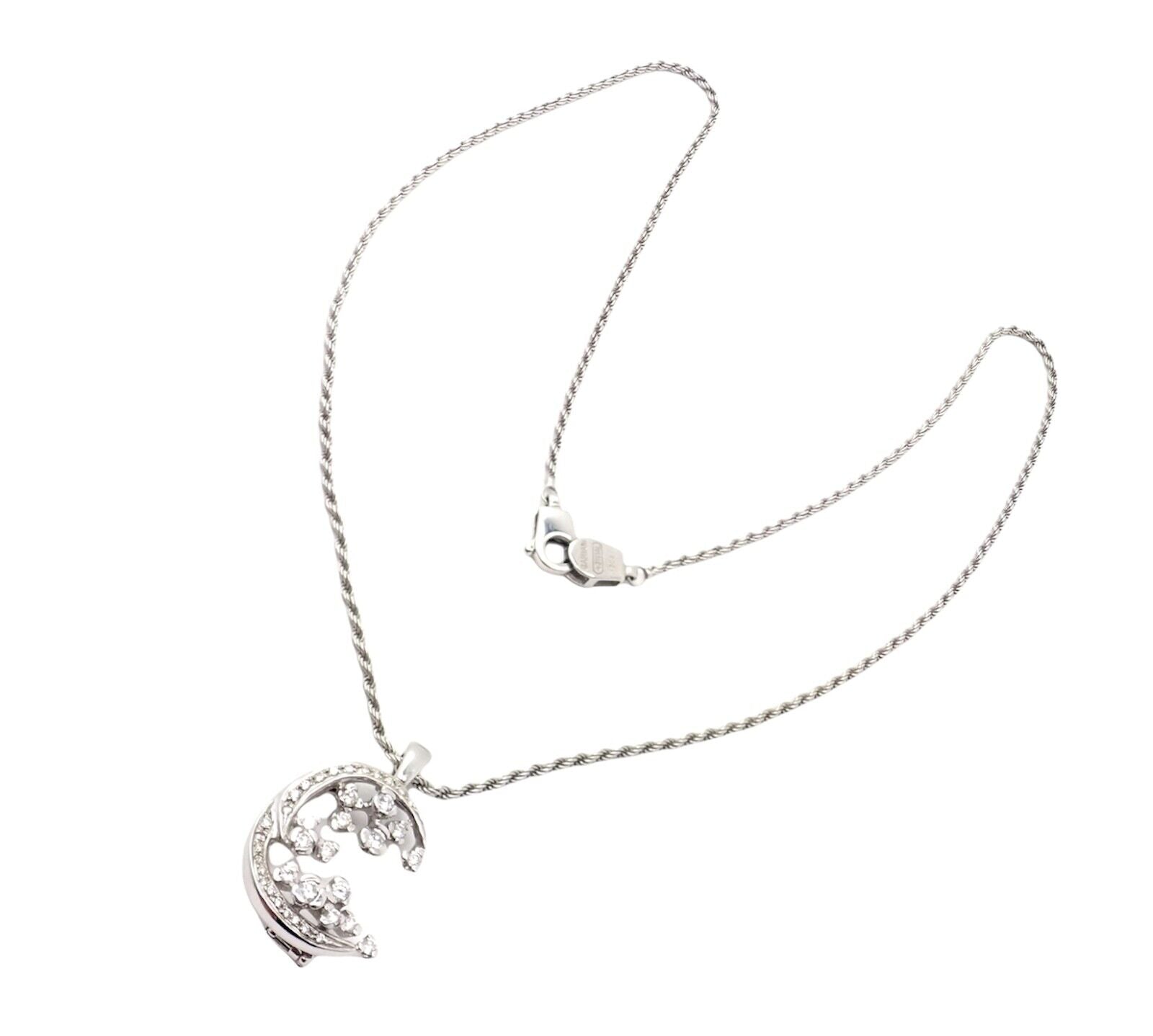 Rare Damiani 18k White Gold 1ctw Diamond Moon And Stars Pendant Necklace | Fortrove