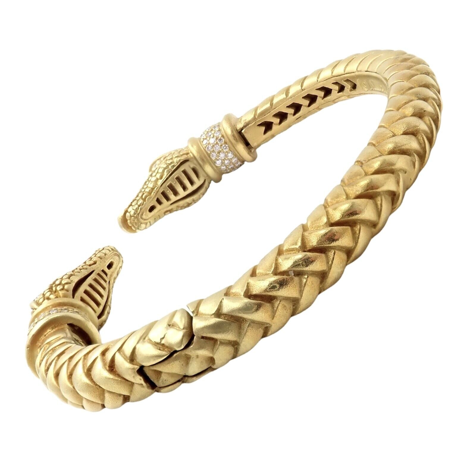Authentic! Kieselstein Cord 18k Yellow Gold Diamond Two Alligator Heads Bracelet | Fortrove