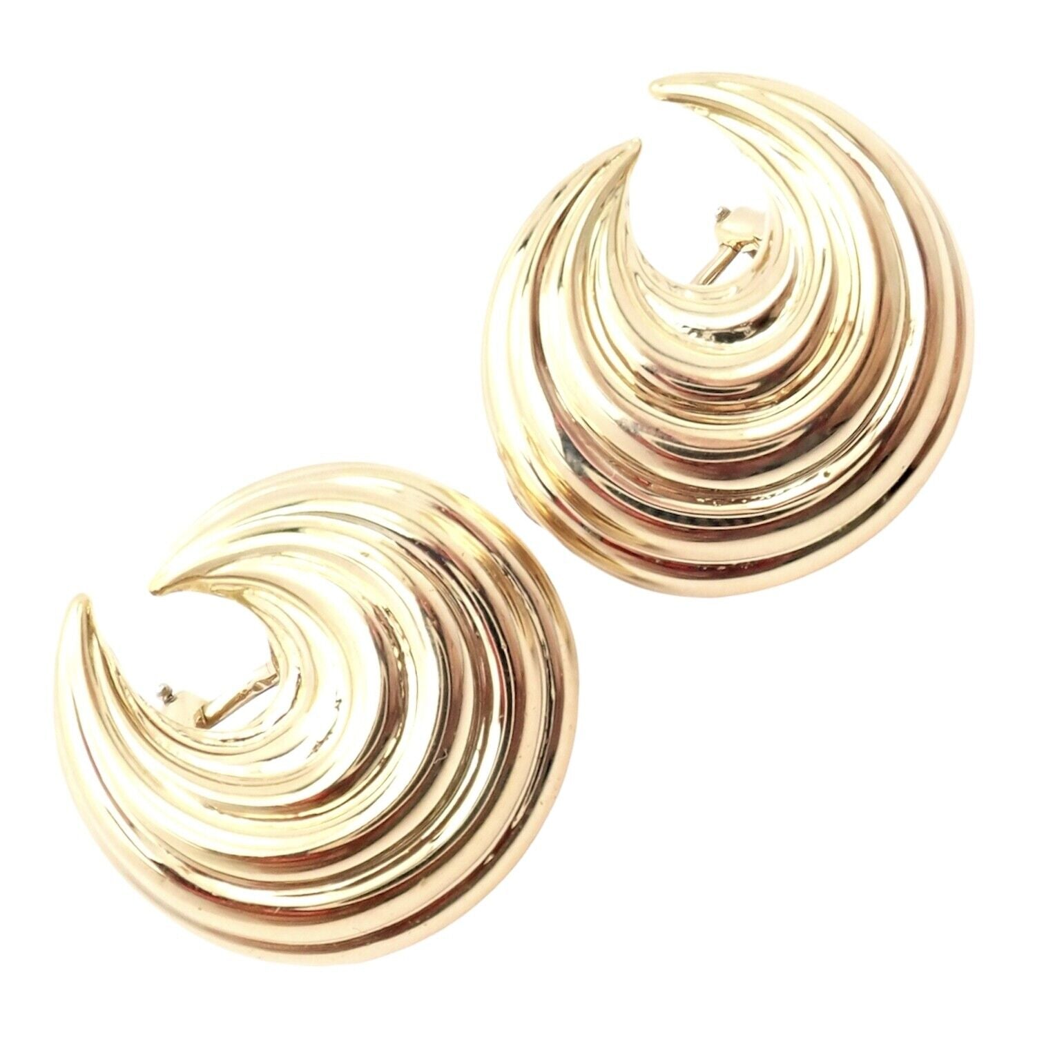 Authentic! Tiffany & Co 18k Yellow Gold Crescent Moon Vintage Earrings | Fortrove