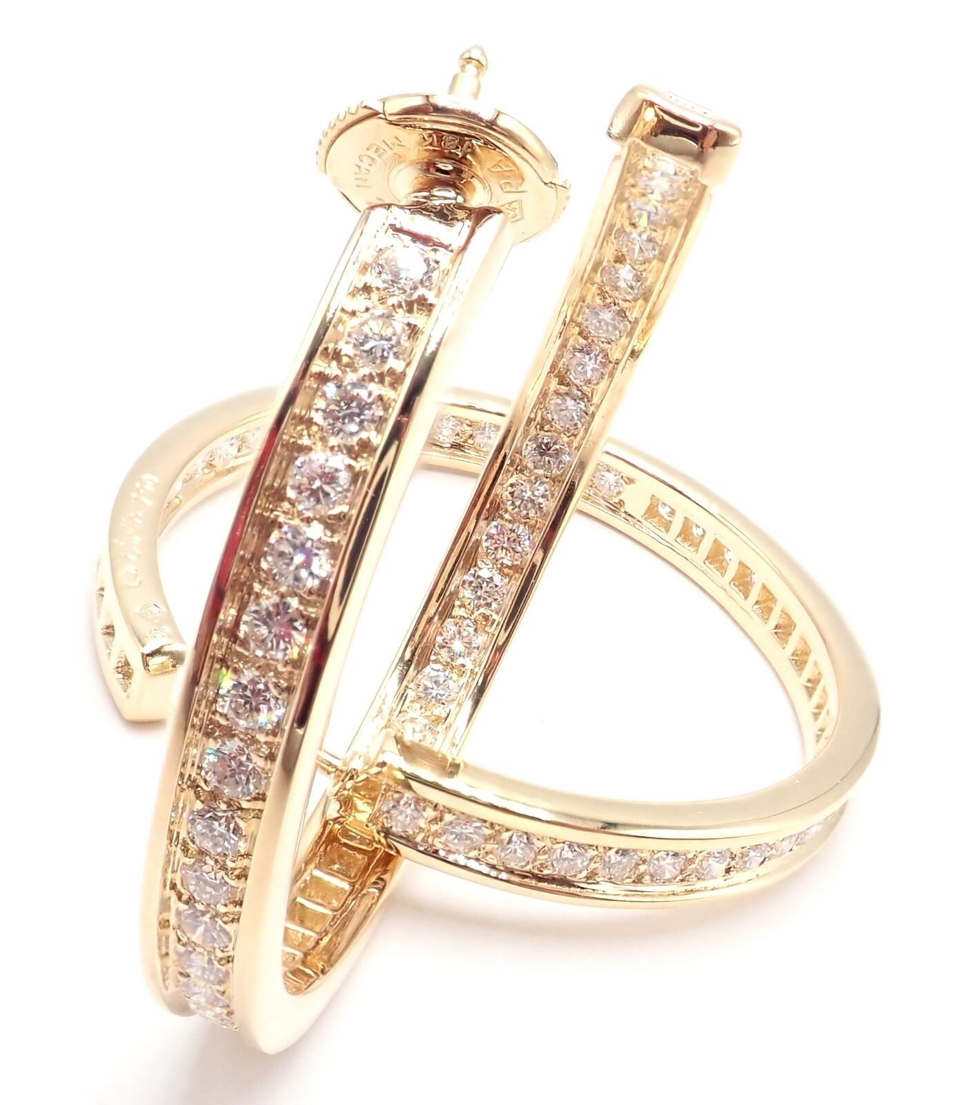 Cartier Jewelry & Watches:Fine Jewelry:Earrings Authentic! Cartier 18k Yellow Gold Inside Out Diamond Large Hoop Earrings