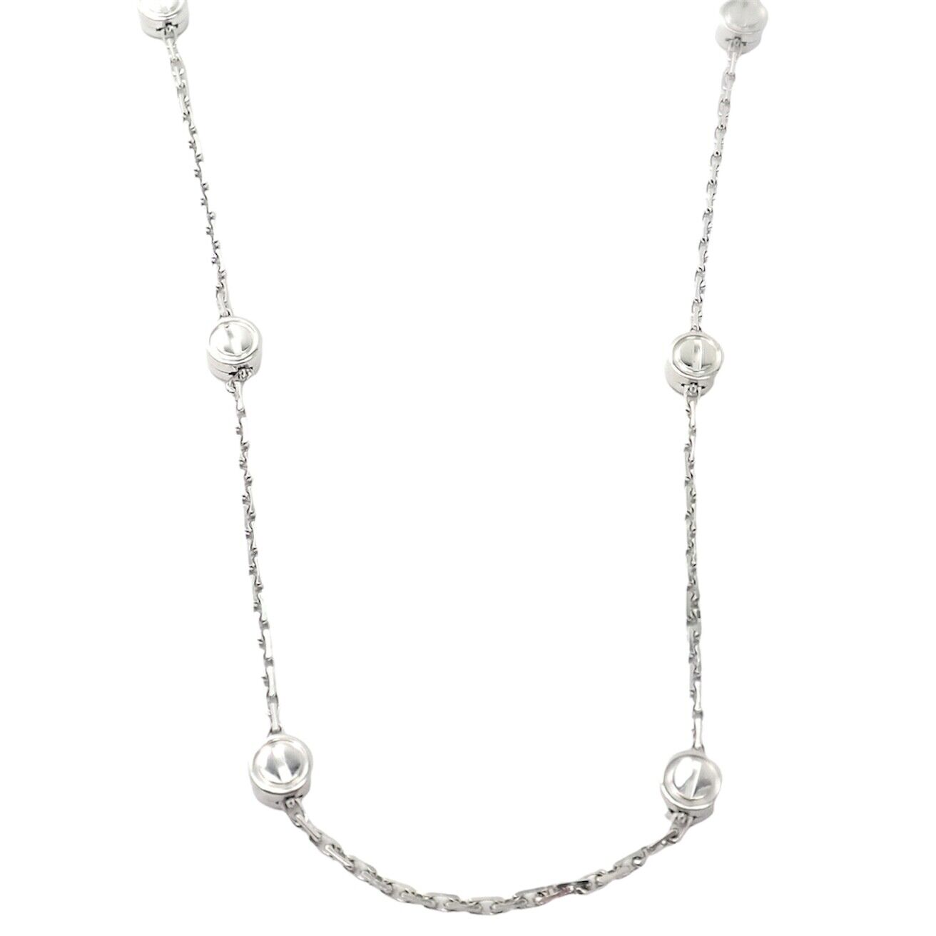 Authentic! Cartier Love Screws Station 18k White Gold 46" Long Chain Necklace | Fortrove