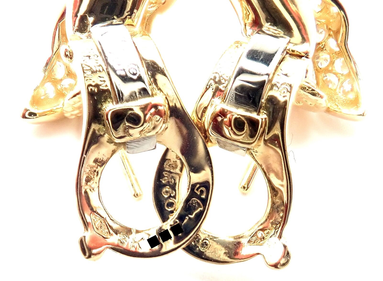 Rare! Authentic Van Cleef & Arpels 18k Yellow Gold Diamond Bow Earrings Paper | Fortrove