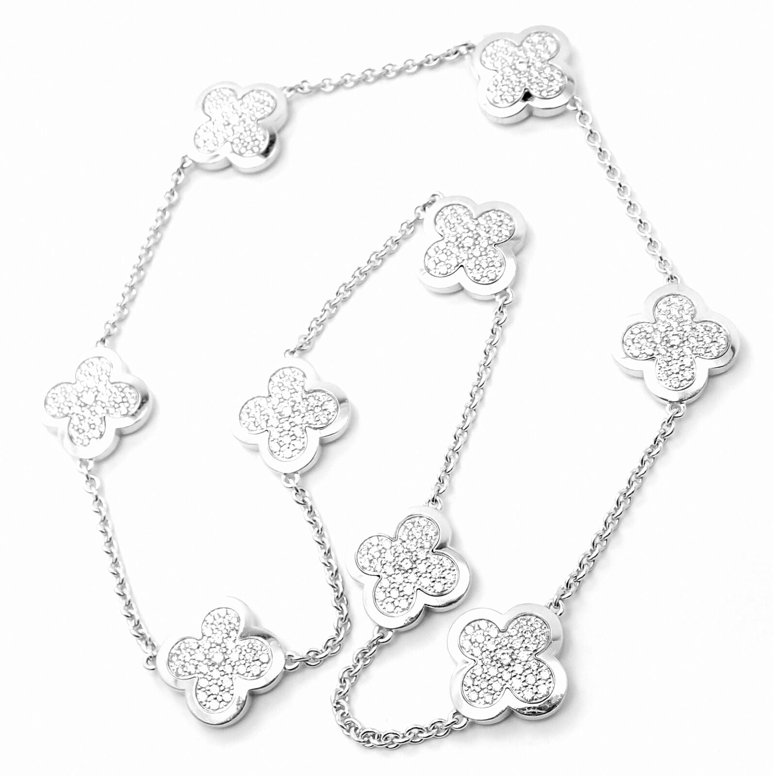 Van Cleef & Arpels Jewelry & Watches:Fine Jewelry:Necklaces & Pendants Authentic Van Cleef & Arpels 18k White Gold Diamond Pure Alhambra Necklace Paper