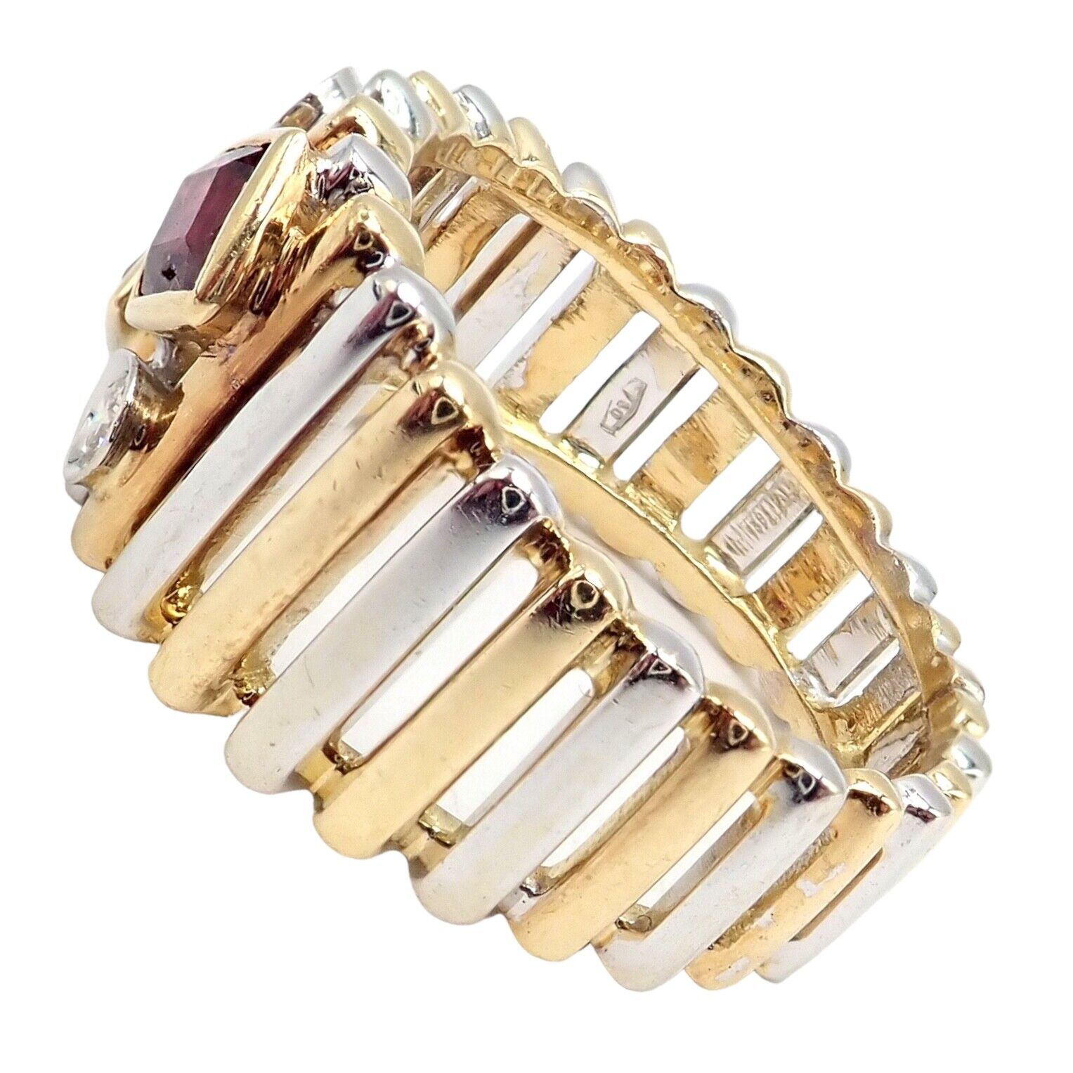 Rare! Authentic Van Cleef & Arpels 18k Yellow + White Gold Diamond Ruby Ring | Fortrove