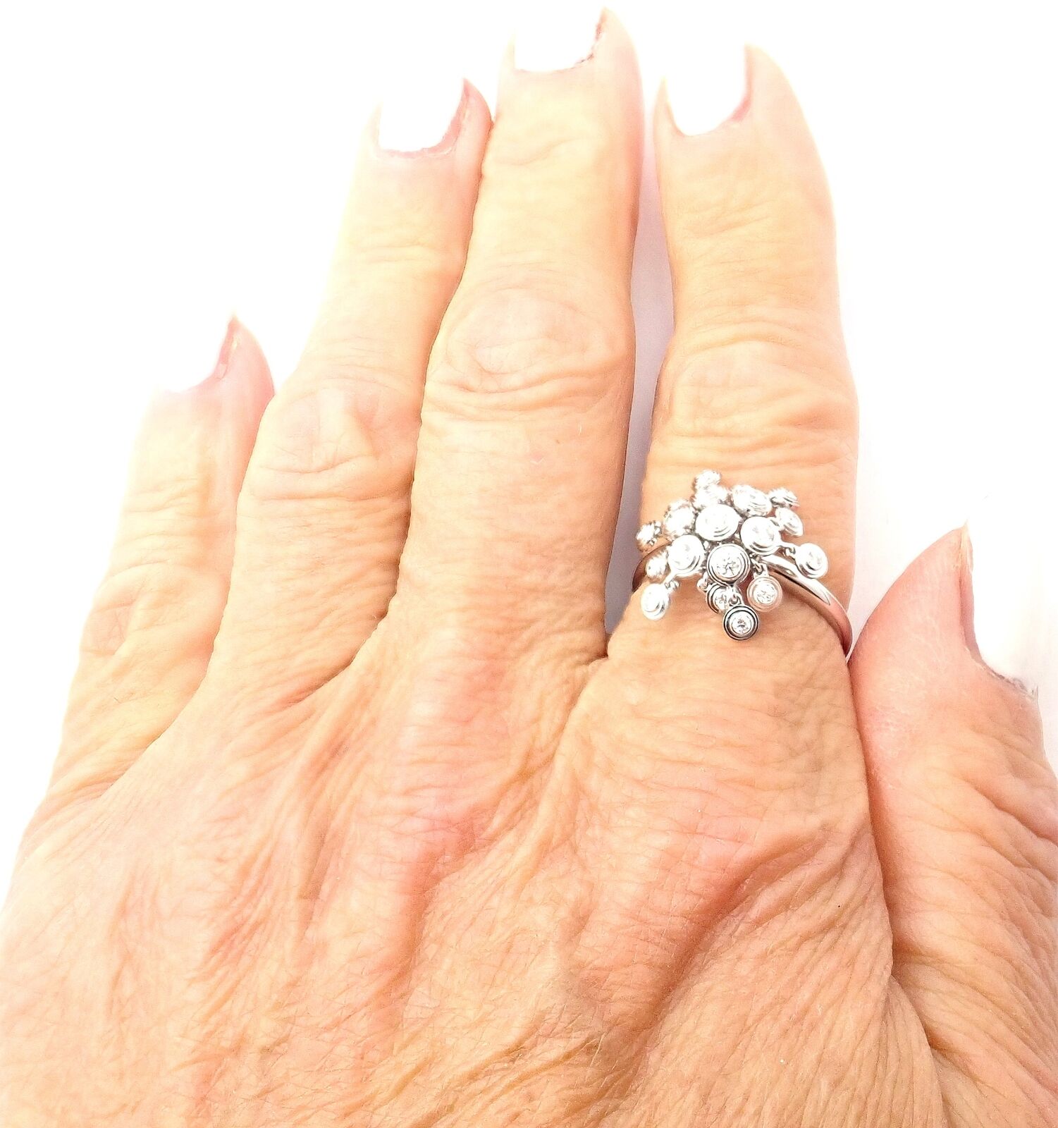 Authentic! Cartier Diamond 18k White Gold Diamond Diamant Leger De Ring Cert | Fortrove