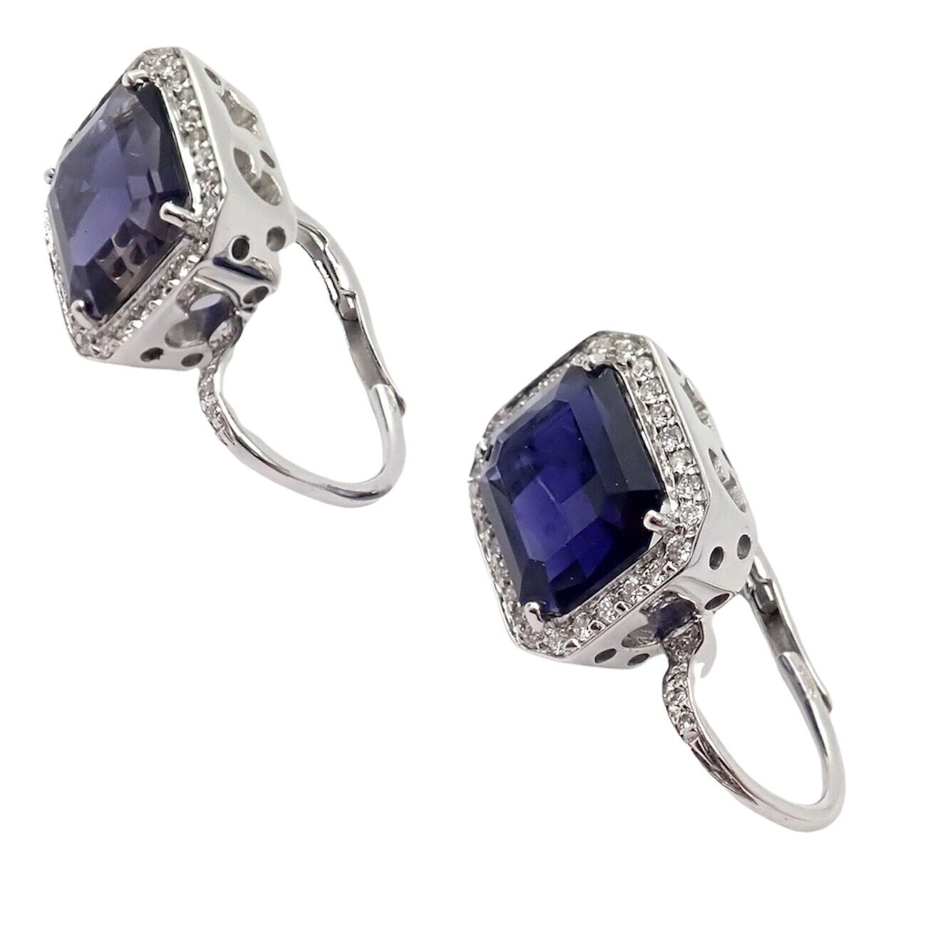 Authentic! Pasquale Bruni 18k White Gold Iolite Diamond Earrings | Fortrove