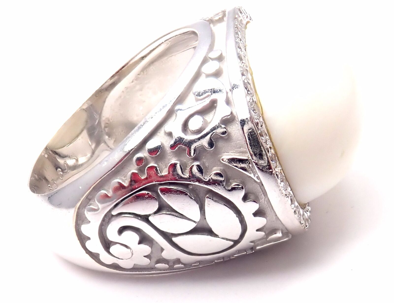 Carrera Y Carrera Jewelry & Watches:Fine Jewelry:Rings Authentic! Carrera Y Carrera Aqua 18k White Gold Diamond White Agate Ring