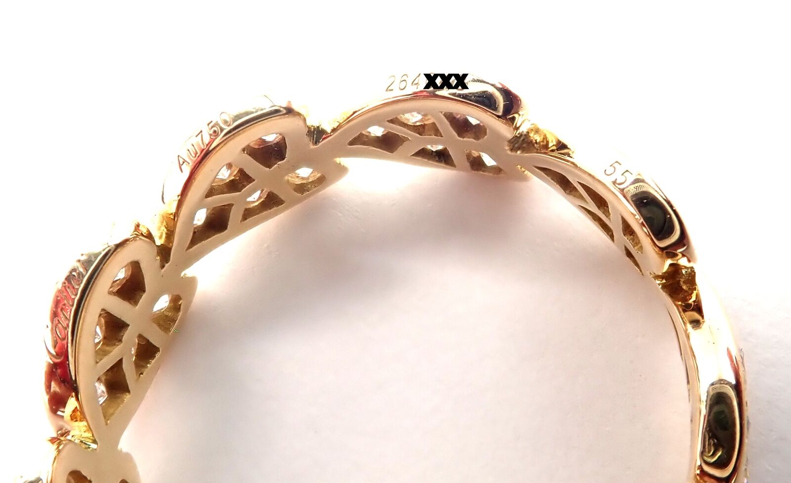 Authentic! Cartier 18k Yellow Gold Diamond Heart Eternity Band Ring Size 7.25 | Fortrove