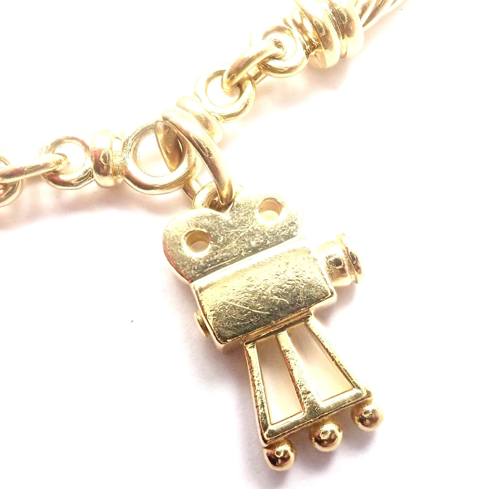 Rare! Authentic Pomellato 18k Yellow & White Gold Cinema Charm Bracelet | Fortrove