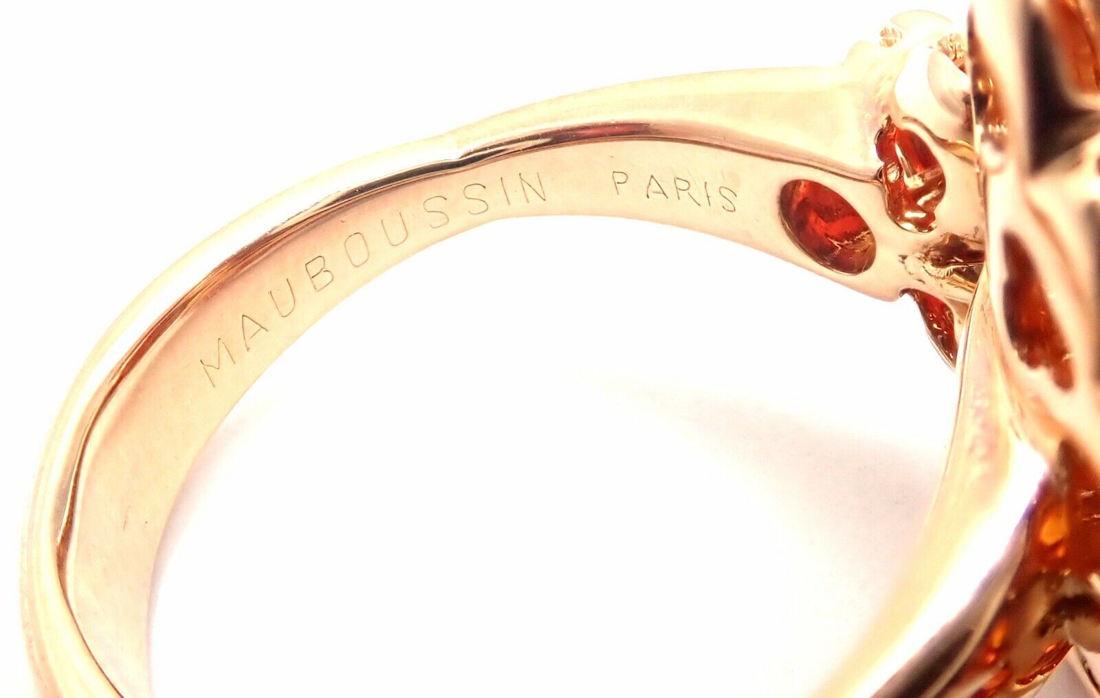 Authentic! Mauboussin Paris 18k Rose Gold Diamond Tourmaline Citrine Ring | Fortrove