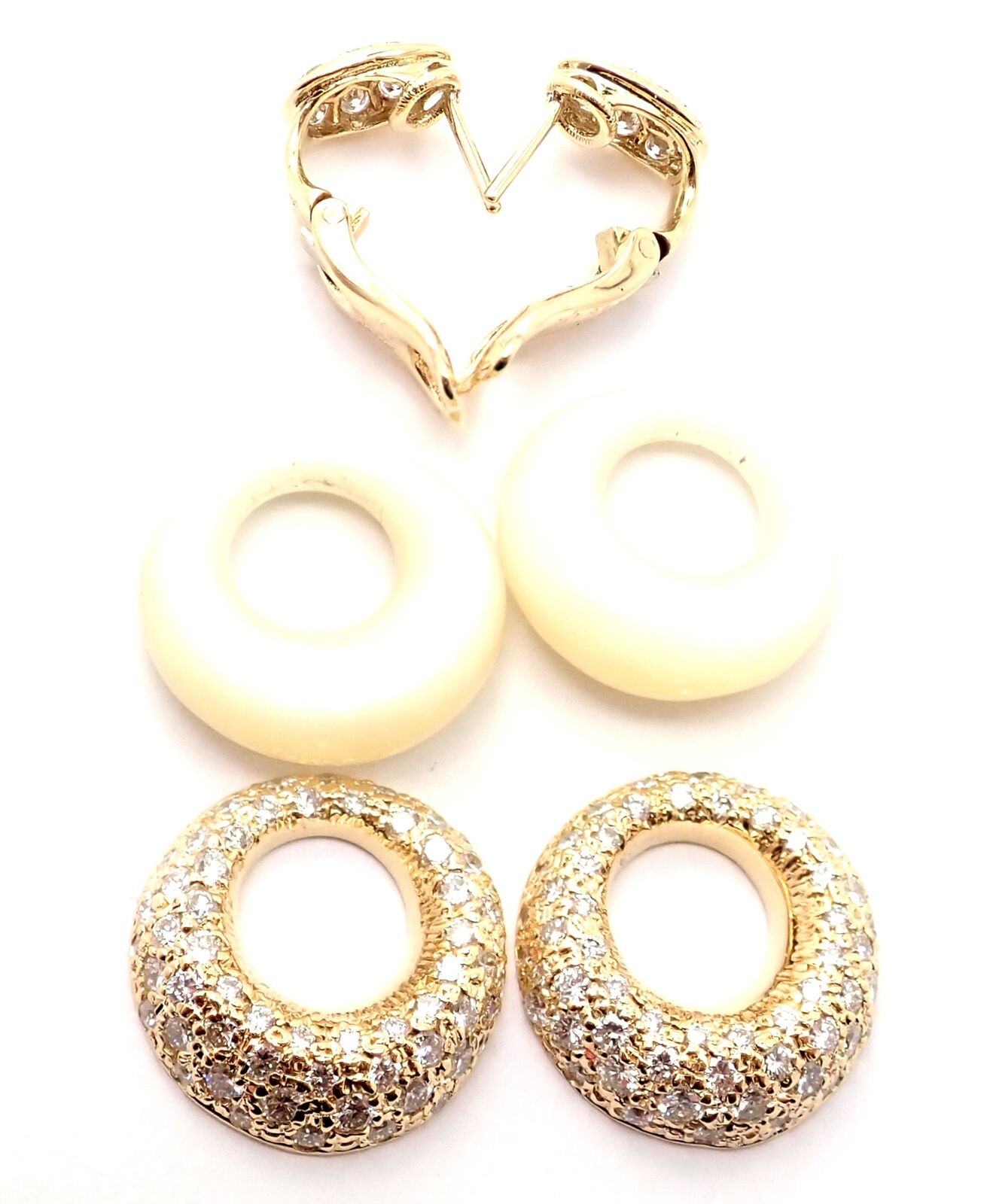 Rare! Van Cleef & Arpels 18k Yellow Gold Diamond MOP Door Knocker Earrings | Fortrove