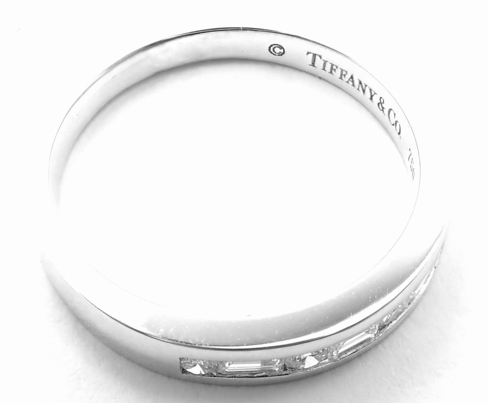 Authentic! Tiffany & Co 18k White Gold Diamond Channel Set Band Ring | Fortrove