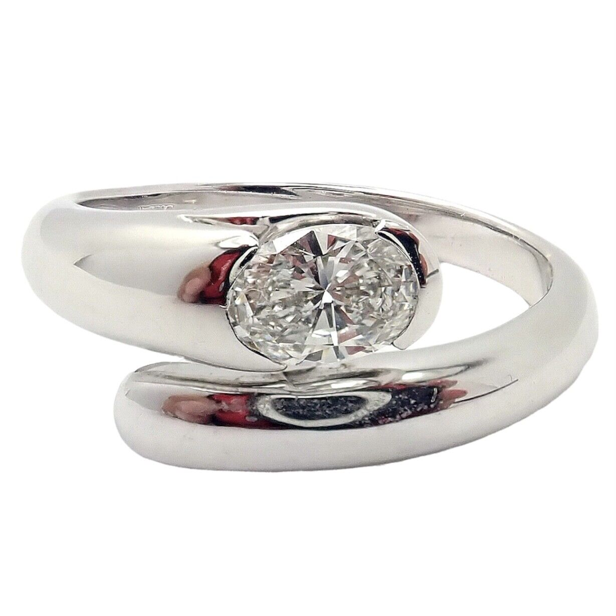 Authentic! Bulgari Bvlgari 18k White Gold Diamond Bypass Band Ring | Fortrove
