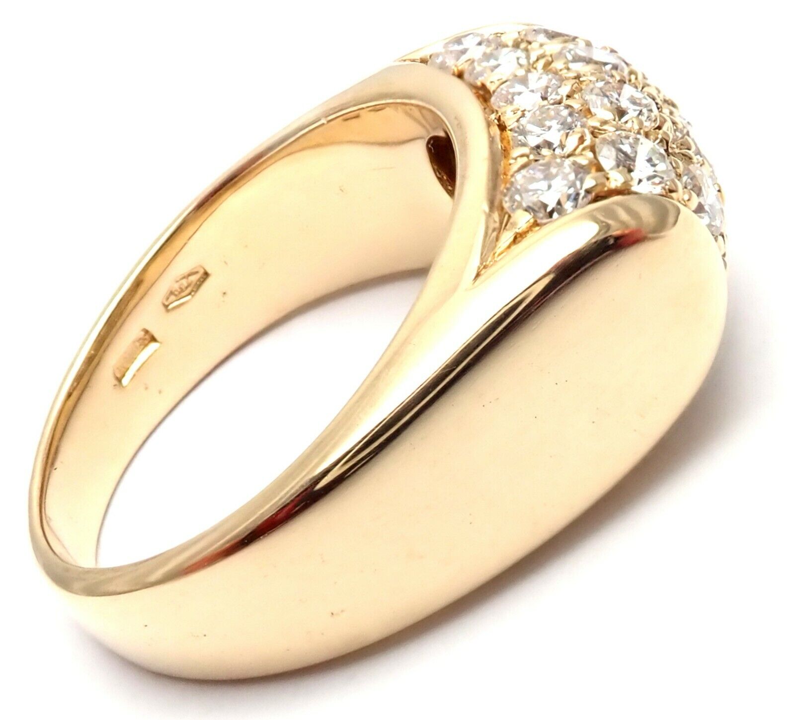 Bulgari Jewelry & Watches:Fine Jewelry:Rings Authentic! Bulgari Bvlgari Tronchetto 18k Yellow Gold Diamond Band Ring