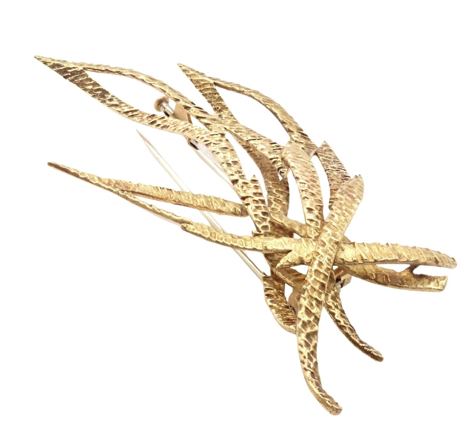 Rare Authentic Vintage Hermes Paris 18k Yellow Gold Starburst Comet Brooch Pin | Fortrove