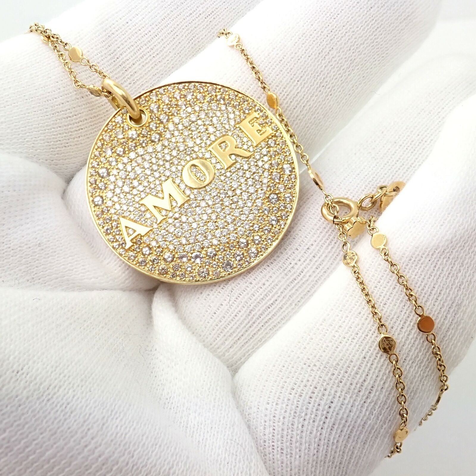 Pasquale Bruni 18k Yellow Gold Large Diamond + Sapphire Amore Pendant Necklace | Fortrove